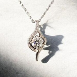 NEW Certified Brand: Moissanite Product 1.0 CT‎ Pendant, 925 Silver 18" Necklace